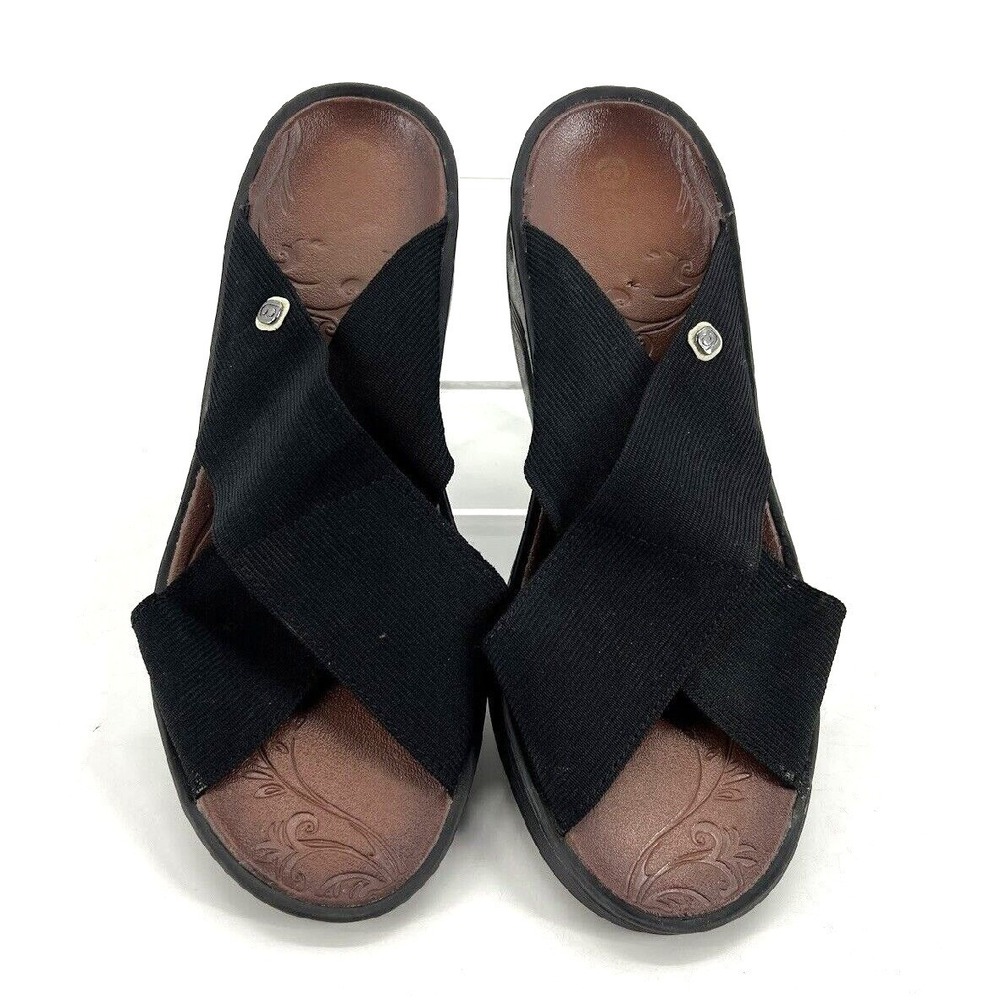 BZees Sandals Womens 9 M Desire Stretch Slide Wedge Cloud Lightweight Black